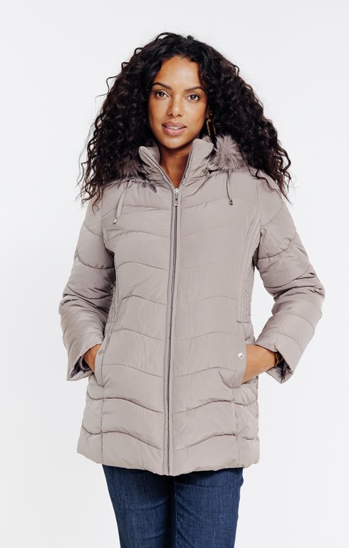 Doudoune à capuche fausse fourrure