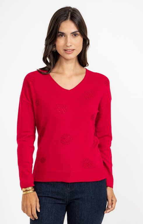 Pull avec ronds links links et strass