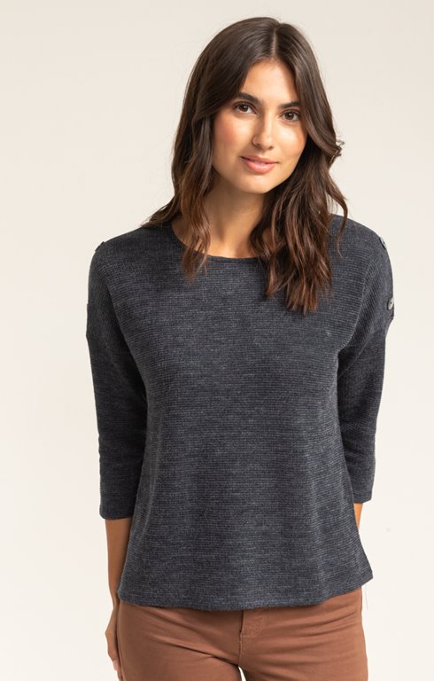 PULL COL ROND MAILLE FANTAISIE