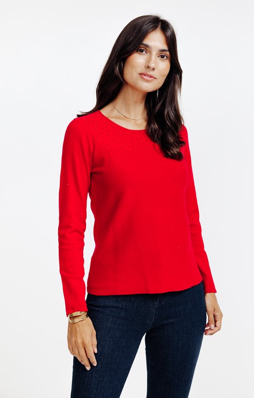 Pull avec strass placés