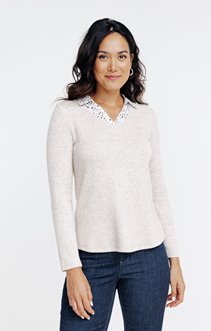 Pull 2-en-1 col chemise