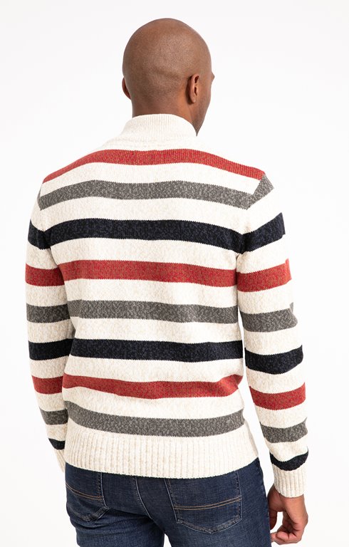 Pull Rayé Marine Col V Denim Culture - Taille M, Maille Coton-acrylique, Neuf Avec étiquettes