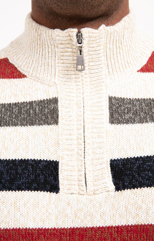 Pull Garçon Marks And Spencer - Rayé Col Blanc - Viscose - Zip - Taille 14-15 Ans