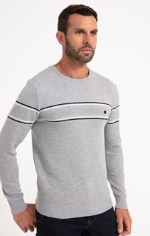 Pull col rond rayure 