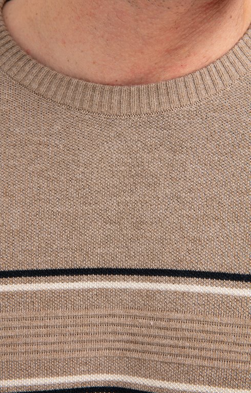 Pull Chic Femme H&M Manches Longues Beige Rayé Noir - Taille S Occasion Bon état
