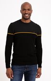 Pull col rond fine rayure jaune