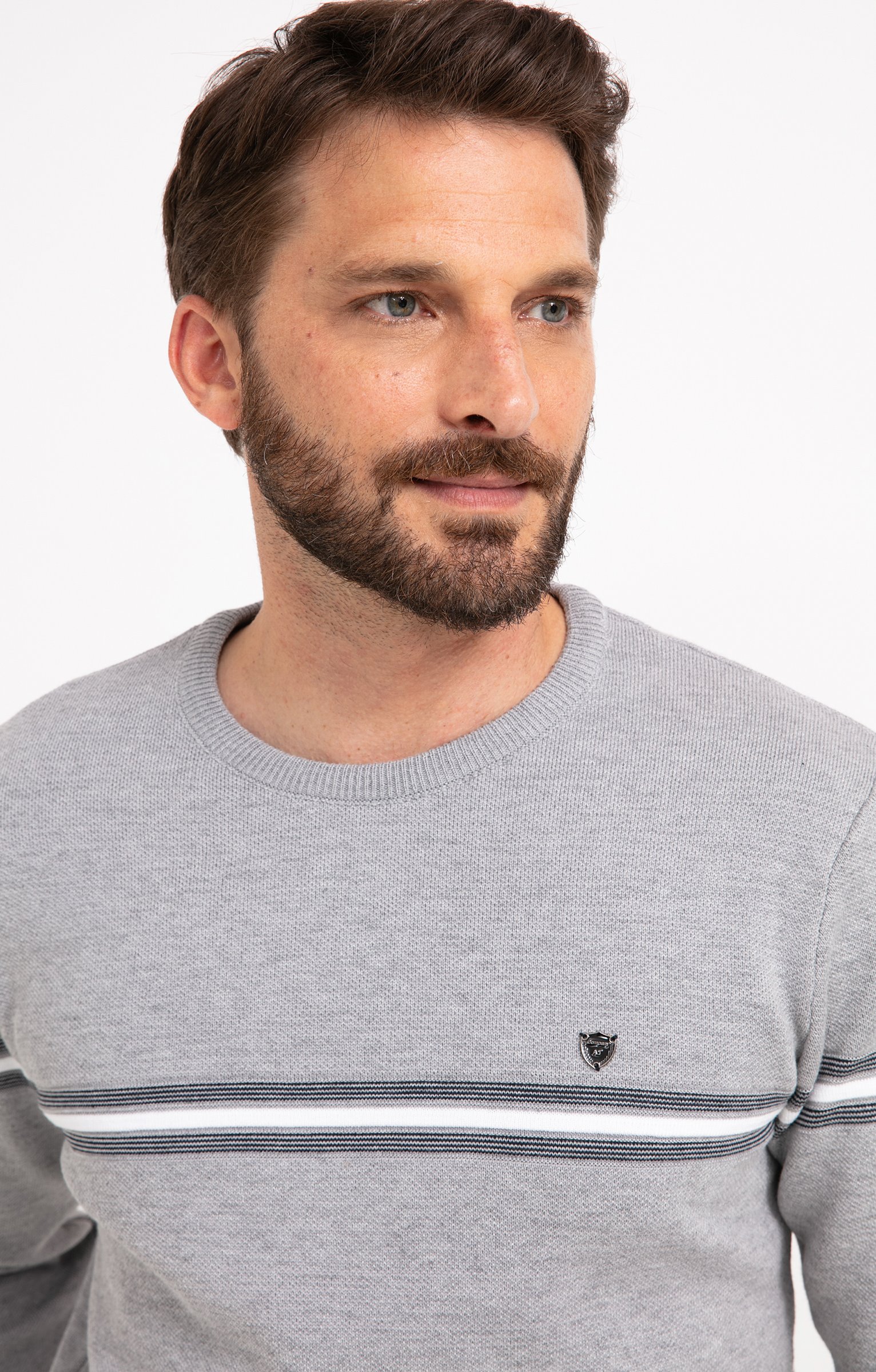 Pull Homme Col Rond Rayé 100% Coton - Manches Longues, Coupe Classique - Chaud Et Confortable Pour Automne/hiver