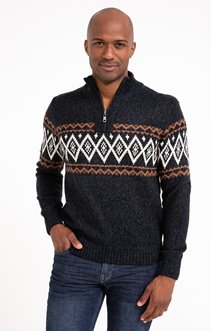 Pull jacquard col montant 