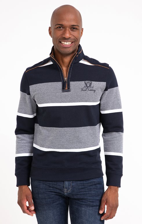 Polo manches longues col montant Stripy