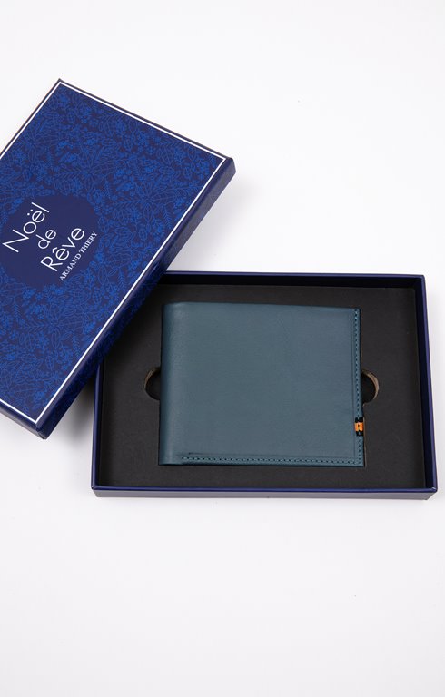 Boîte avec portefeuille en cuir