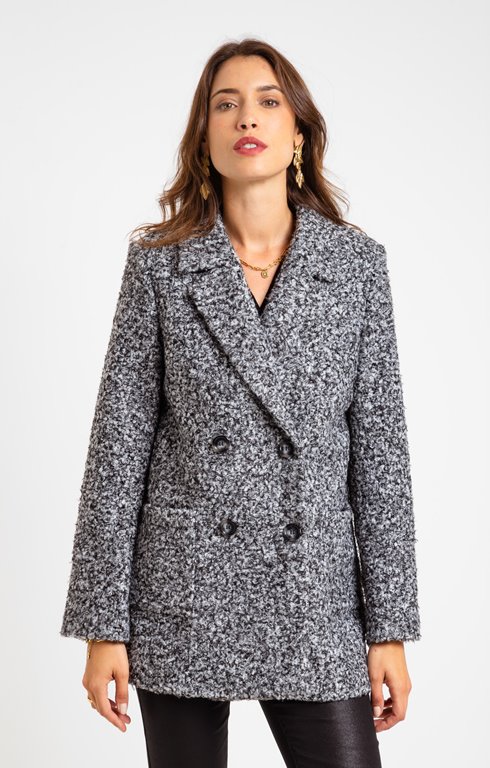 Manteau court col tailleur 