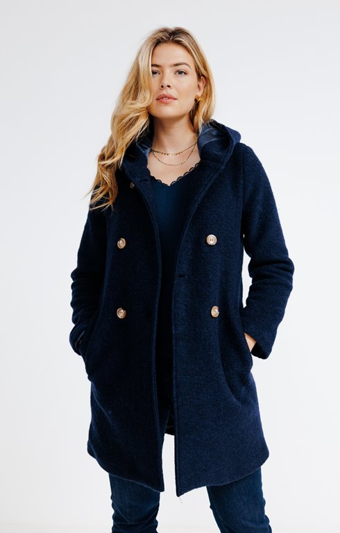Manteau à capuche en laine