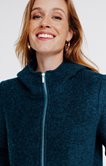 Manteau court à capuche en laine 