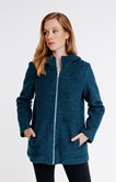 Manteau court à capuche en laine 