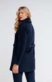 Manteau en laine col fausse fourrure 