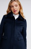 Manteau en laine col fausse fourrure 