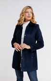 Manteau en laine col fausse fourrure 