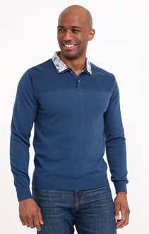 Pull col polo chemise manches longues