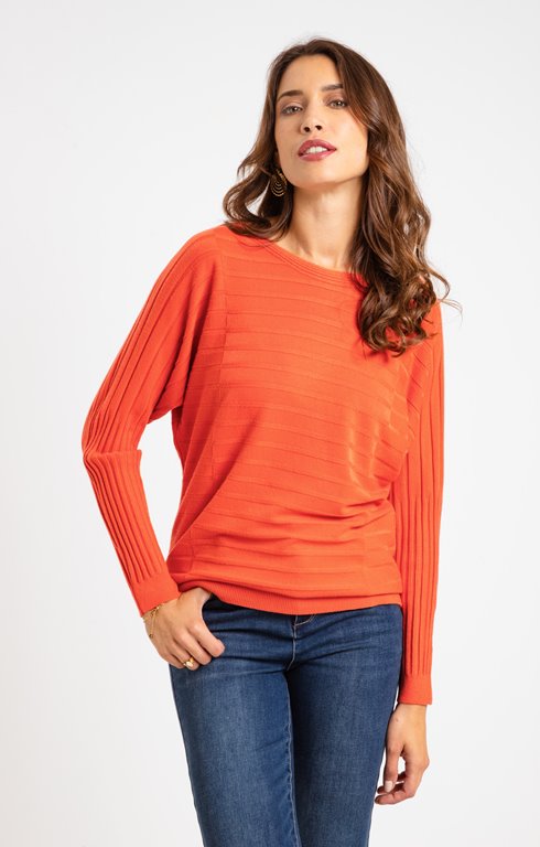 Pull chauve-souris tricotage fantaisie