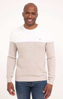 Pull col rond rayé Big