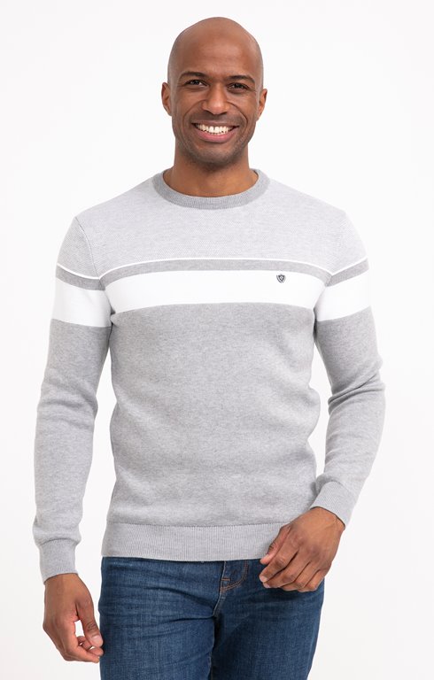 Pull col rond rayé Grisy