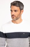 Pull col rond rayé Sporty