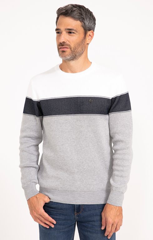 Pull col rond rayé Sporty