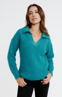 Pull manches longues col polo