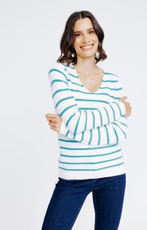 Pull manches longues col v