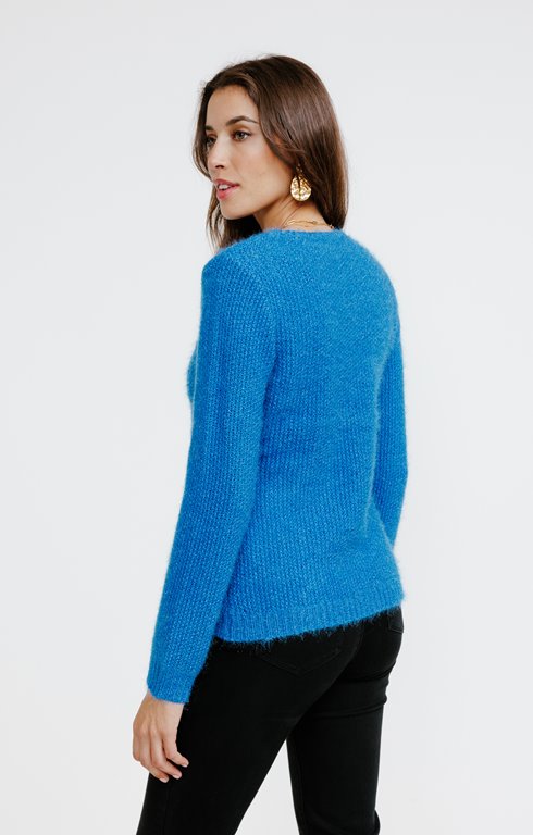Pull Femme En Tricot Manches Longues - Col Rond, Manches à Motif Crochet - Tendance Automne-hiver 2025 - Couleurs Vives - 8