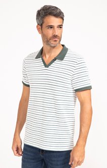 Pull col polo manches courtes Olive