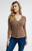 Cardigan maille fantaisie col festonné