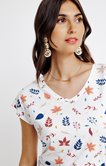 Tee-shirt imprimé feuilles d'automne
