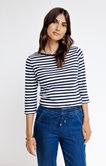 Tee-shirt à rayures col bateau strassé