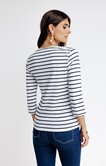 Tee-shirt manches 3/4 col V à rayures