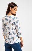 Tee-shirt manches 3/4 imprimé feuilles