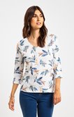 Tee-shirt manches 3/4 imprimé feuilles