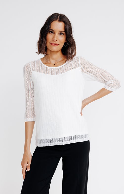 Tee-shirt manches 3/4 en dentelle