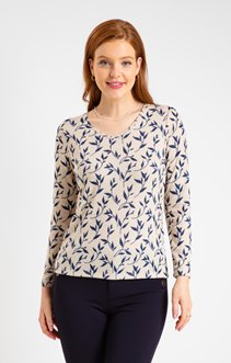 Tee-shirt imprimé bicocolore feuillage