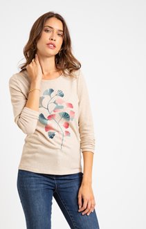 Tee-shirt imprimé fleur ginkgo
