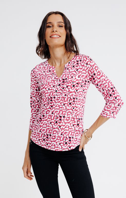 Tee-shirt manches 3/4 imprimé graphique