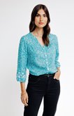 Blouse imprimée à fleurs et broderies