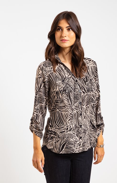 Chemise imprimée avec boutons jaspés