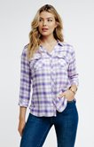 Chemise à carreaux manches 3/4 snaps