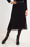 Jupe longue plissée unie doublée