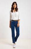 Pantalon 7/8 denim stone avec ceinture