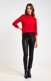 Pantalon 7/8 slim en coton enduit irisé