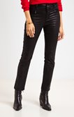 Pantalon 7/8 slim en coton enduit irisé