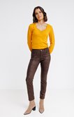 Pantalon 7/8 en coton enduit imprimé