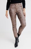 Pantalon 7/8 en coton enduit imprimé